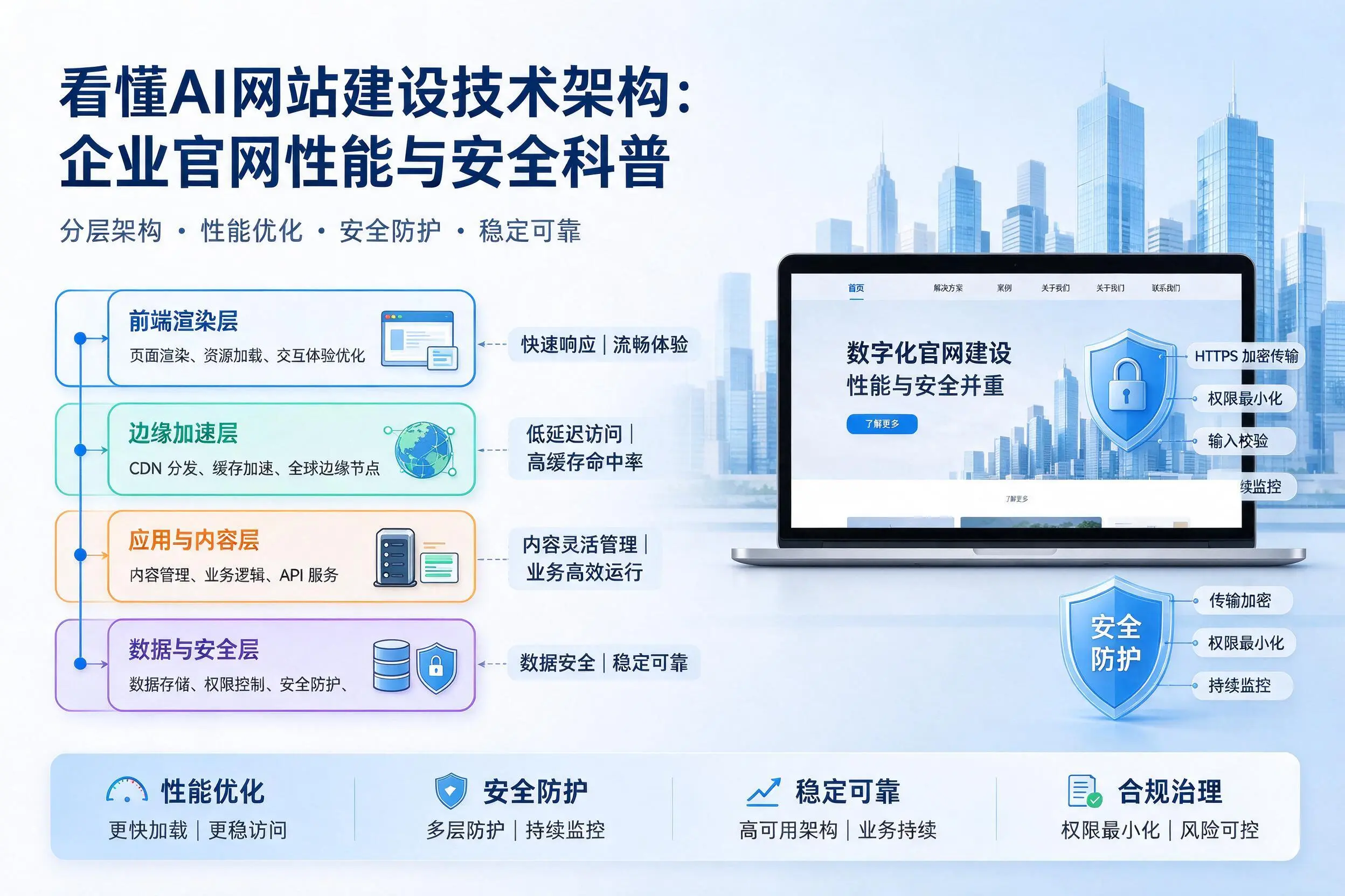 看懂AI网站建设技术架构:平顶山企业官网性能与安全科普