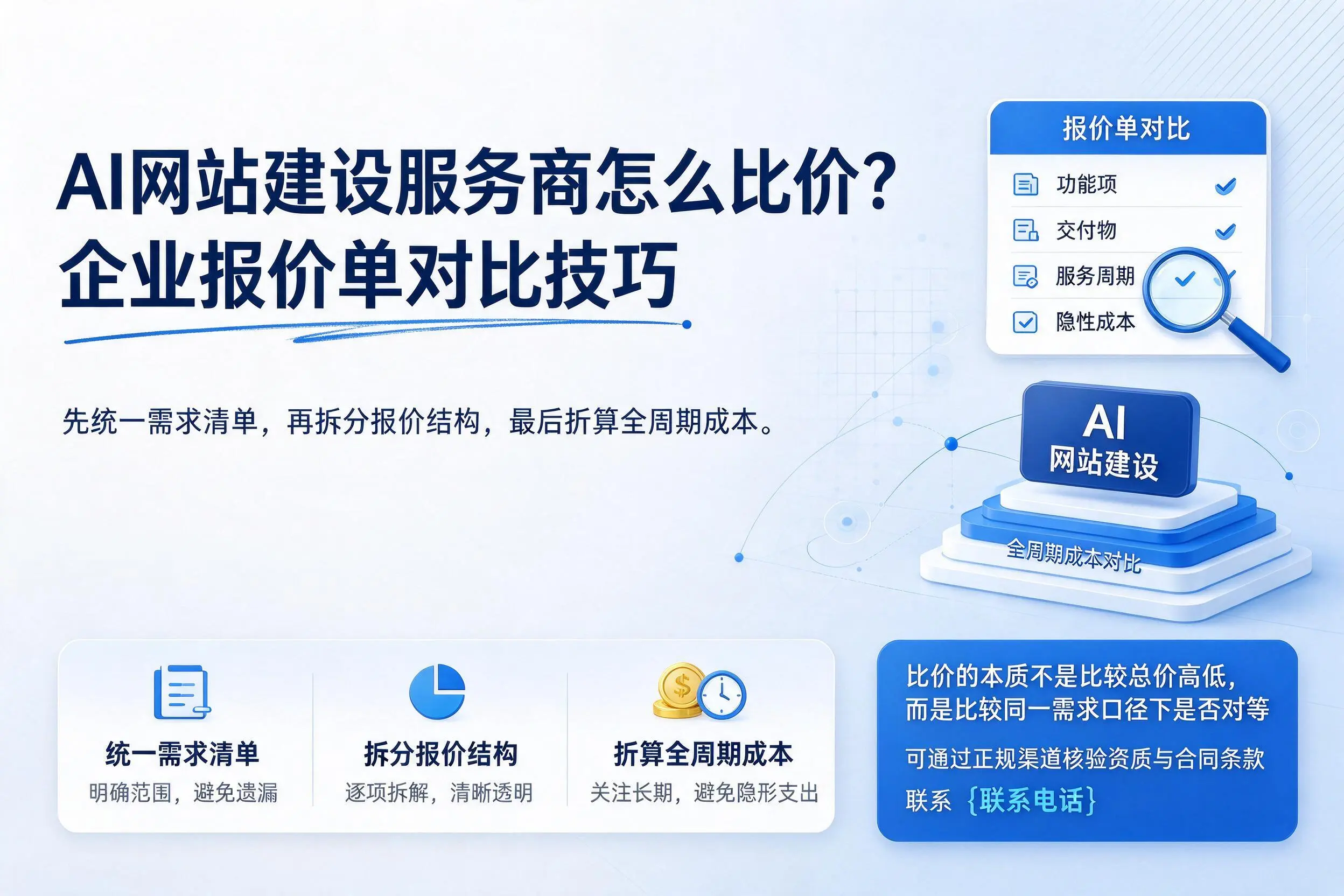 AI网站建设服务商怎么比价?平顶山企业报价单对比技巧
