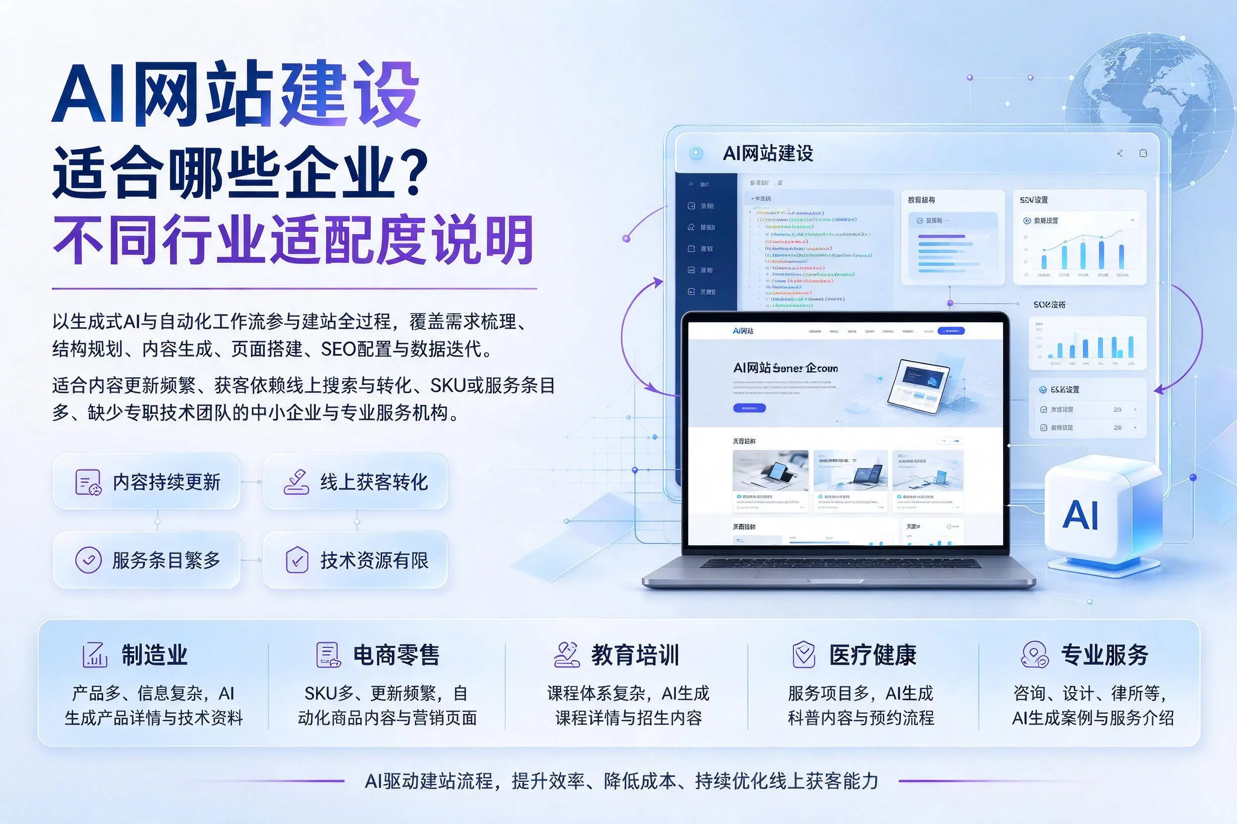 AI网站建设适合哪些企业?平顶山不同行业适配度说明